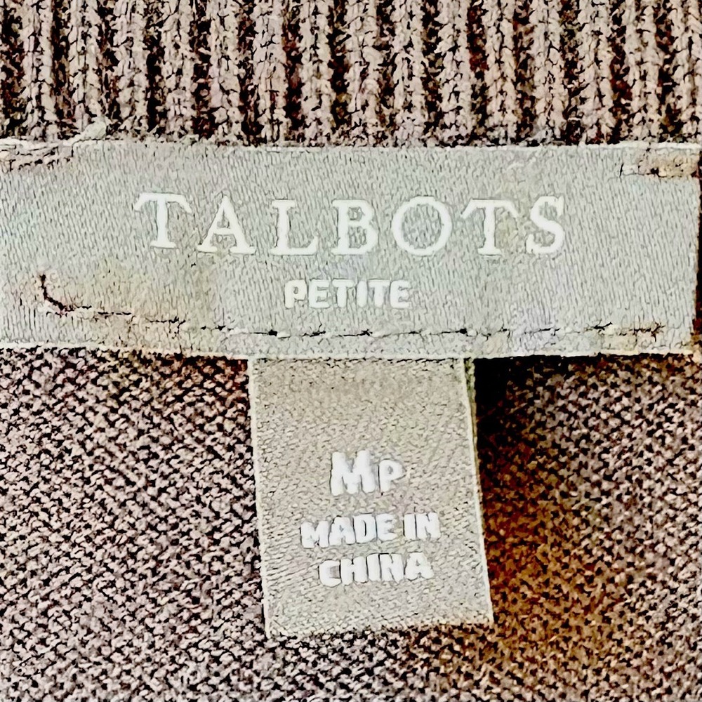 Talbots Crewneck Sweater MP Black White Butterflies Overall Print Spring Preppy - Picture 4 of 5